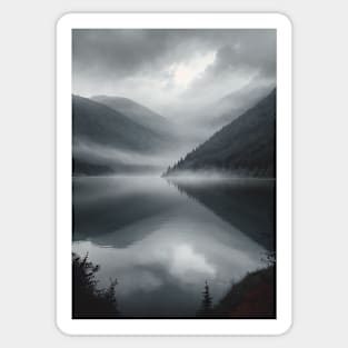 Grayscale Lake Promptography Sticker